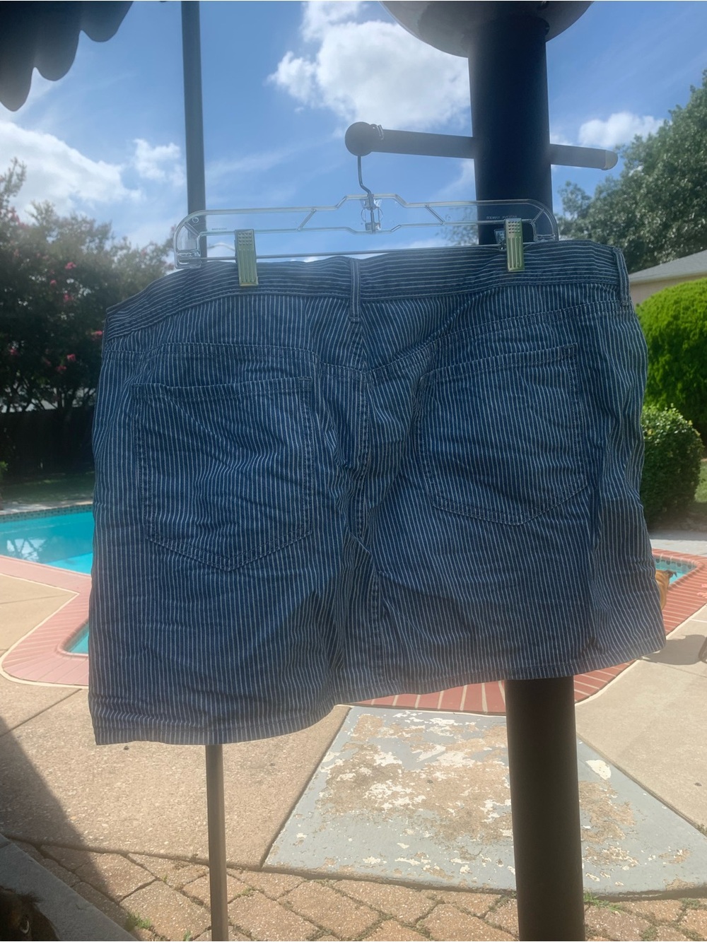 Old Navy Blue and White Pinstripe Mini Jean Skirt - Picture 4 of 6